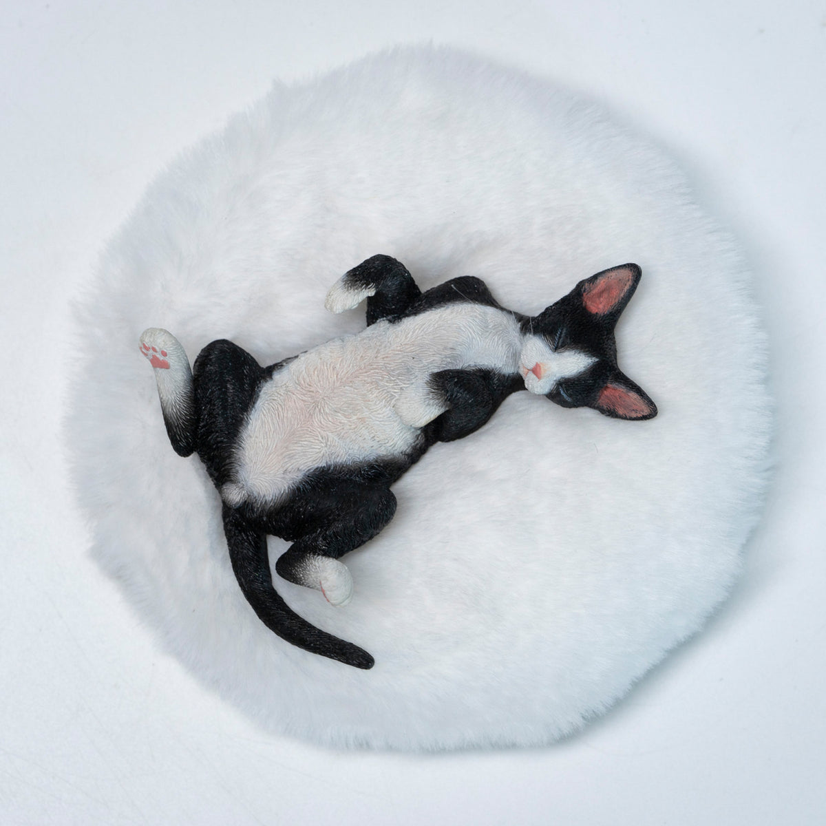 JXK Resting Devon Rex Cat Figurine with Plush Mat — JXK384C — product view