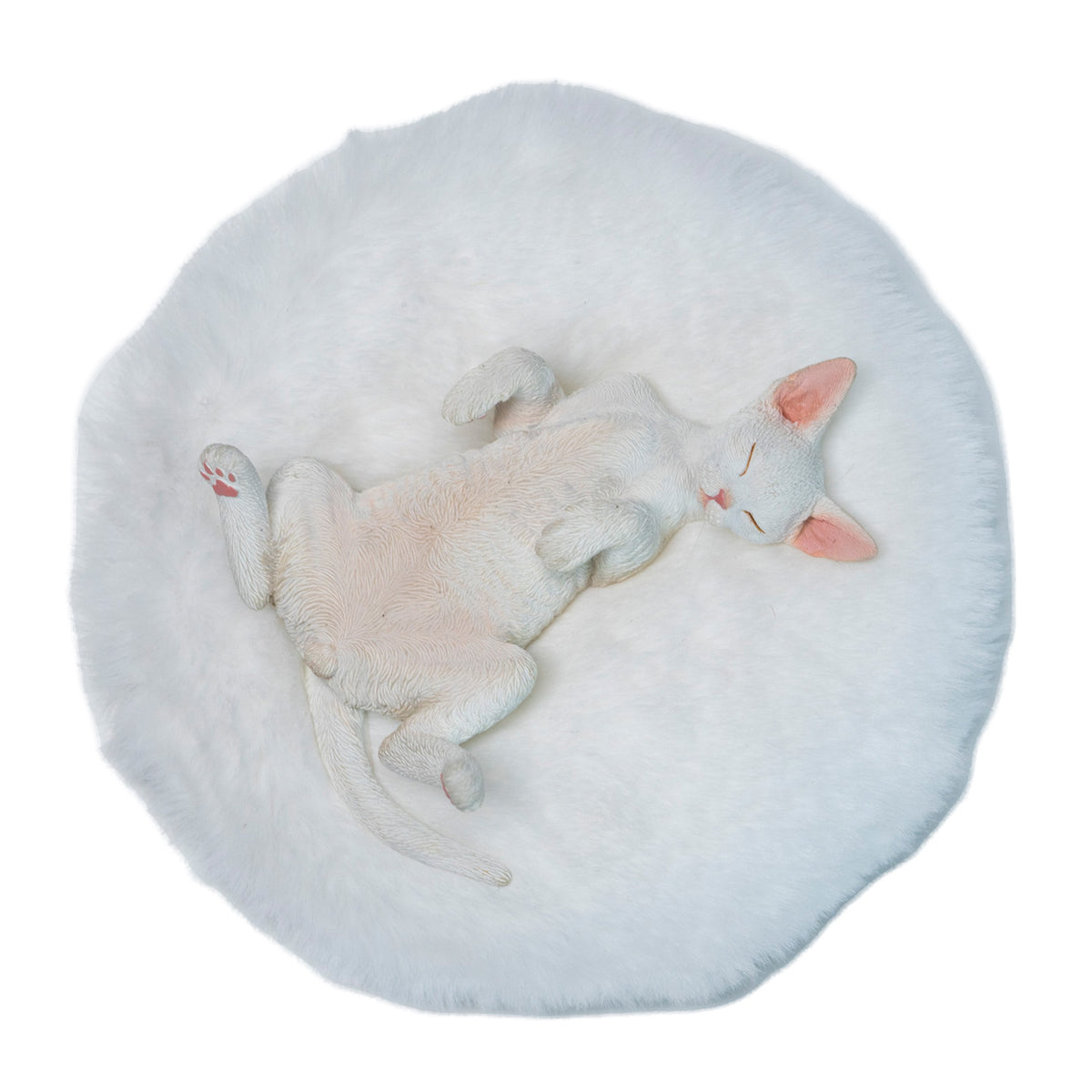 JXK Resting Devon Rex Cat Figurine with Plush Mat — JXK384D — product view
