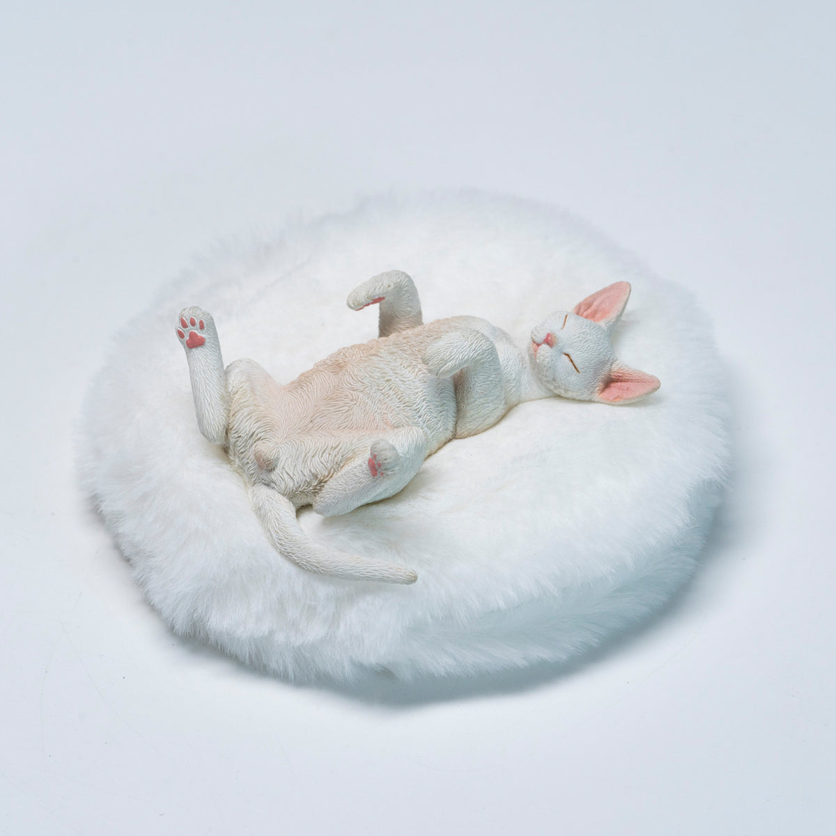 JXK Resting Devon Rex Cat Figurine with Plush Mat — JXK384D — product view