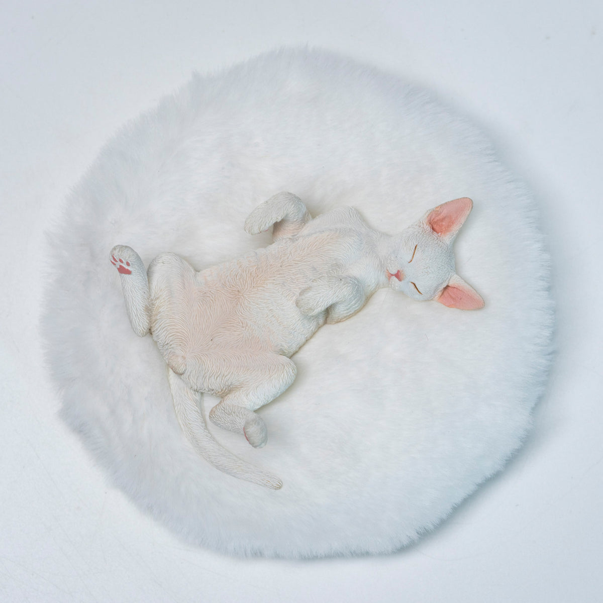 JXK Resting Devon Rex Cat Figurine with Plush Mat — JXK384D — product view
