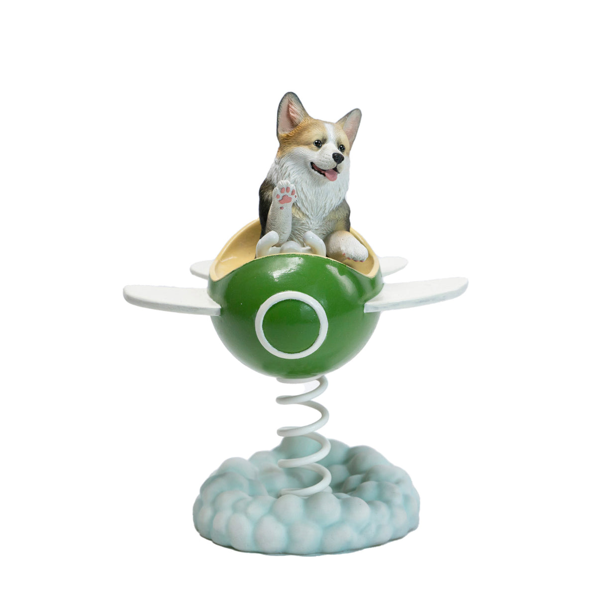 JXK Flying Corgi Wobbler Resin Dog Figurine — JXK385A — product view