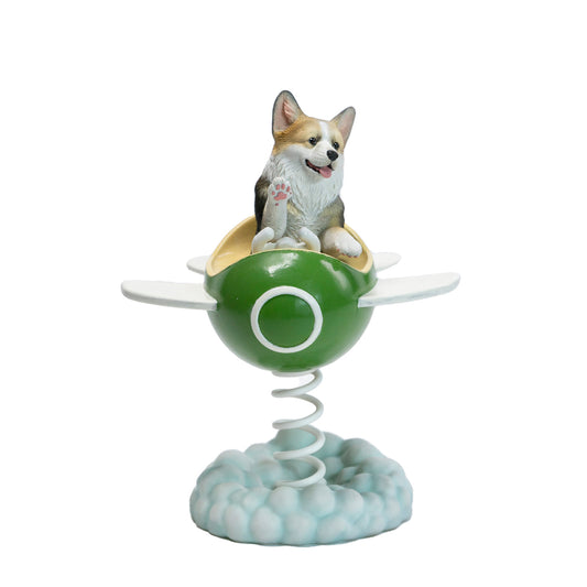 JXK Flying Corgi Wobbler Resin Dog Figurine — JXK385A — product view