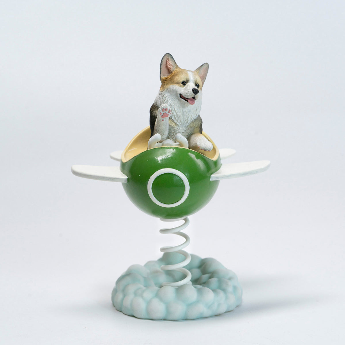 JXK Flying Corgi Wobbler Resin Dog Figurine — JXK385A — product view