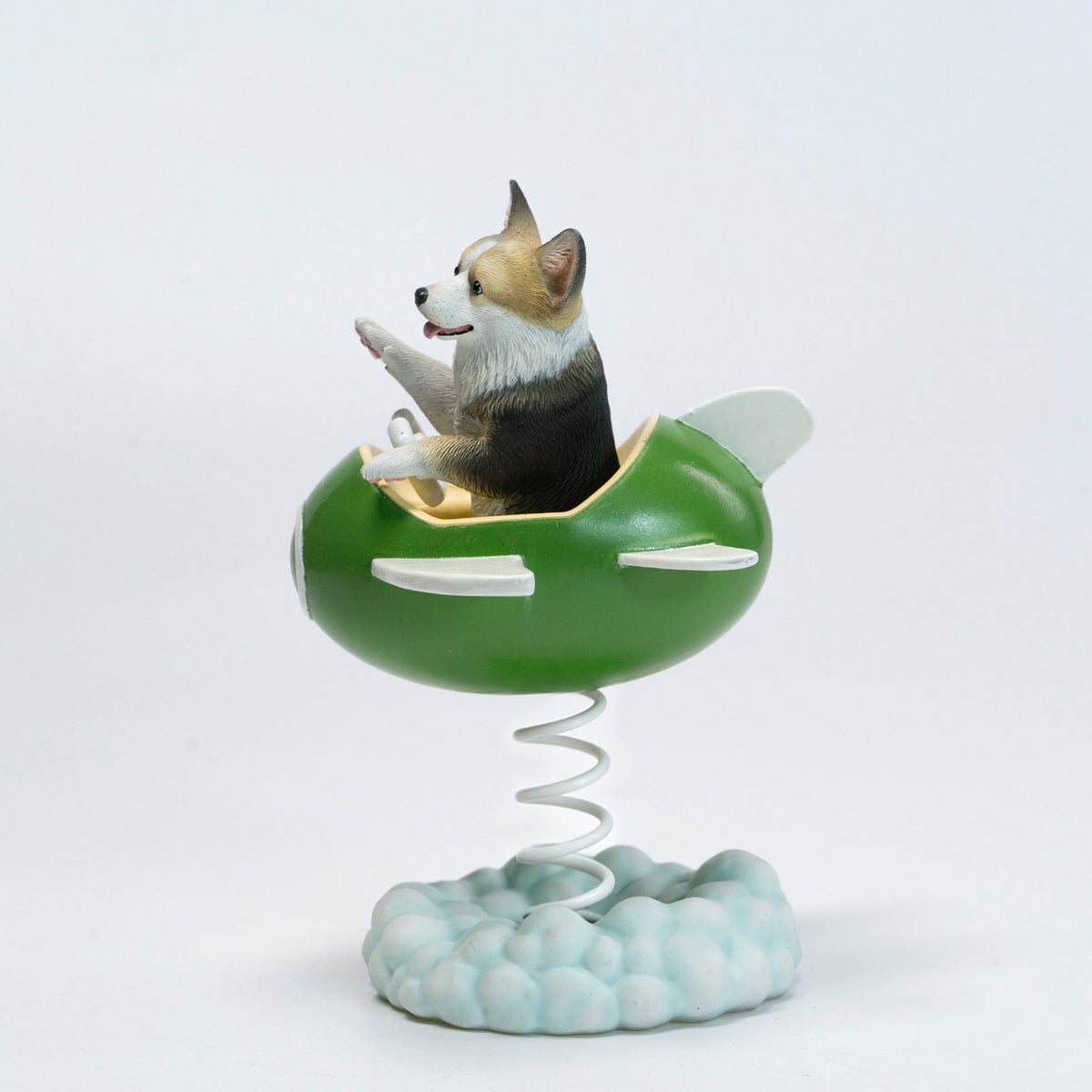 JXK Flying Corgi Wobbler Resin Dog Figurine — JXK385A — product view