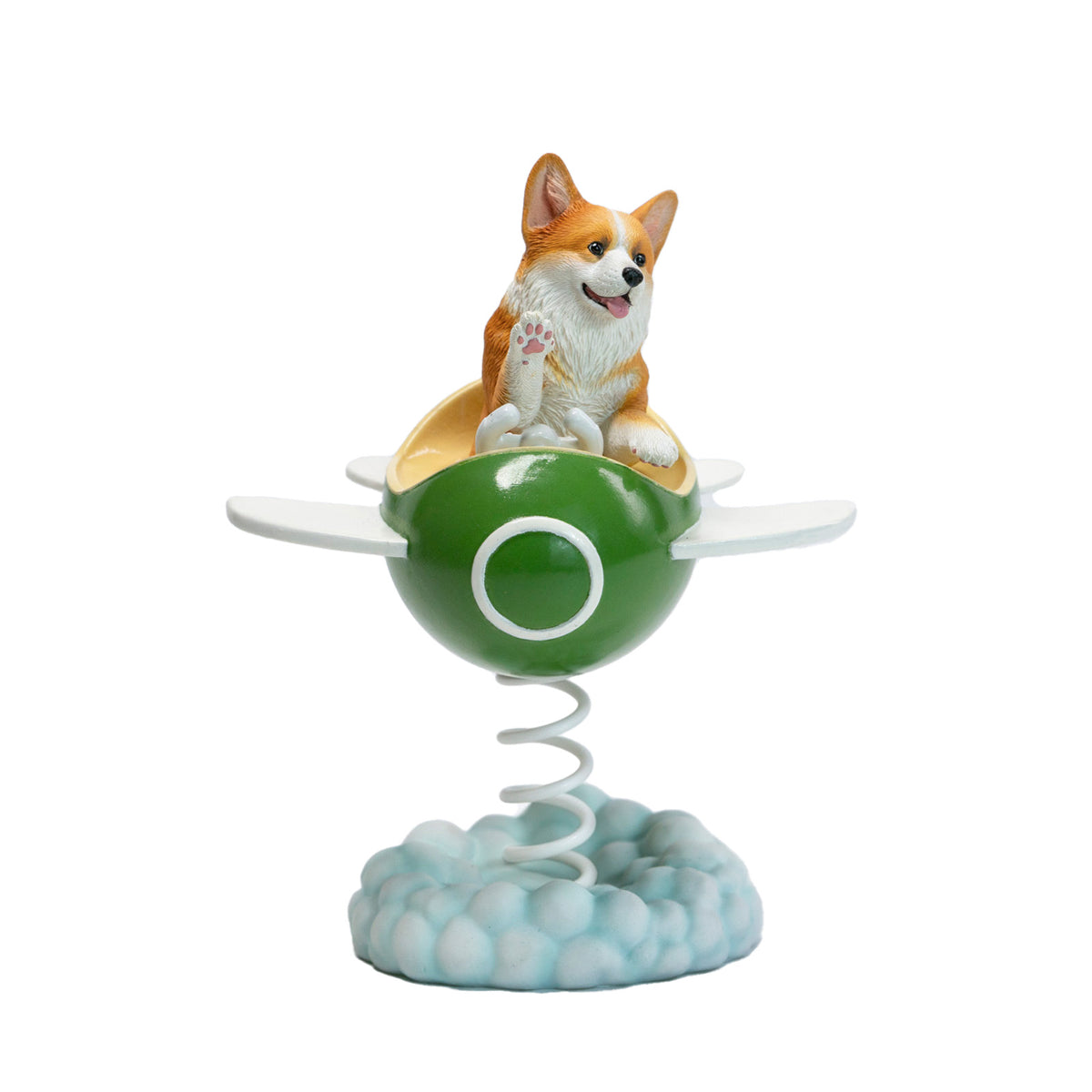 JXK Flying Corgi Wobbler Resin Dog Figurine — JXK385B — product view