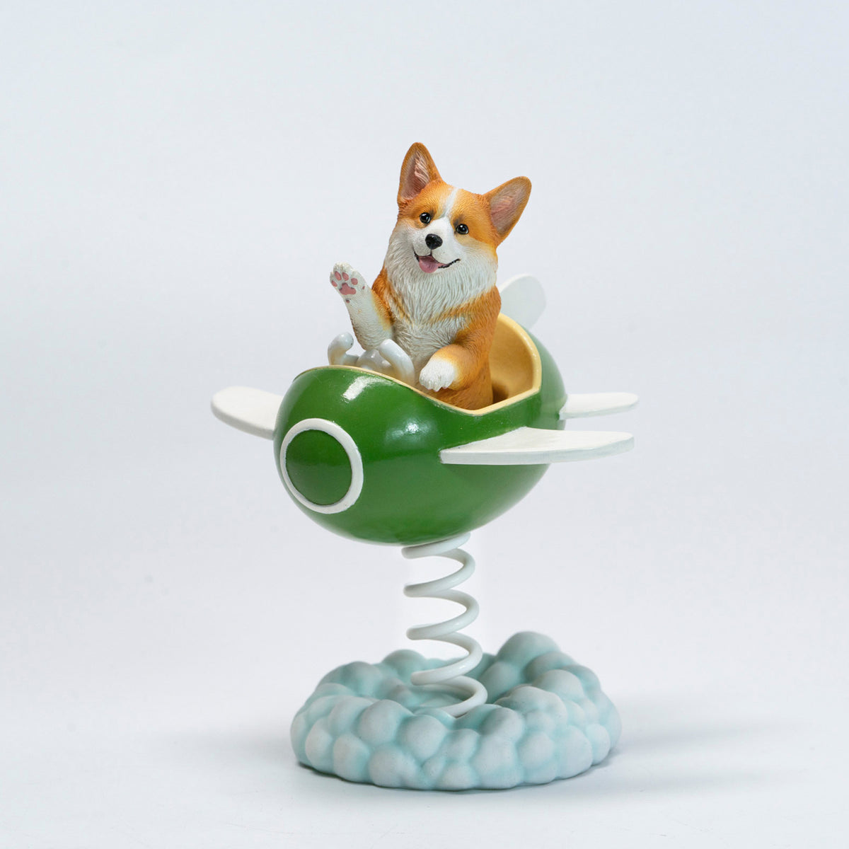 JXK Flying Corgi Wobbler Resin Dog Figurine — JXK385B — product view