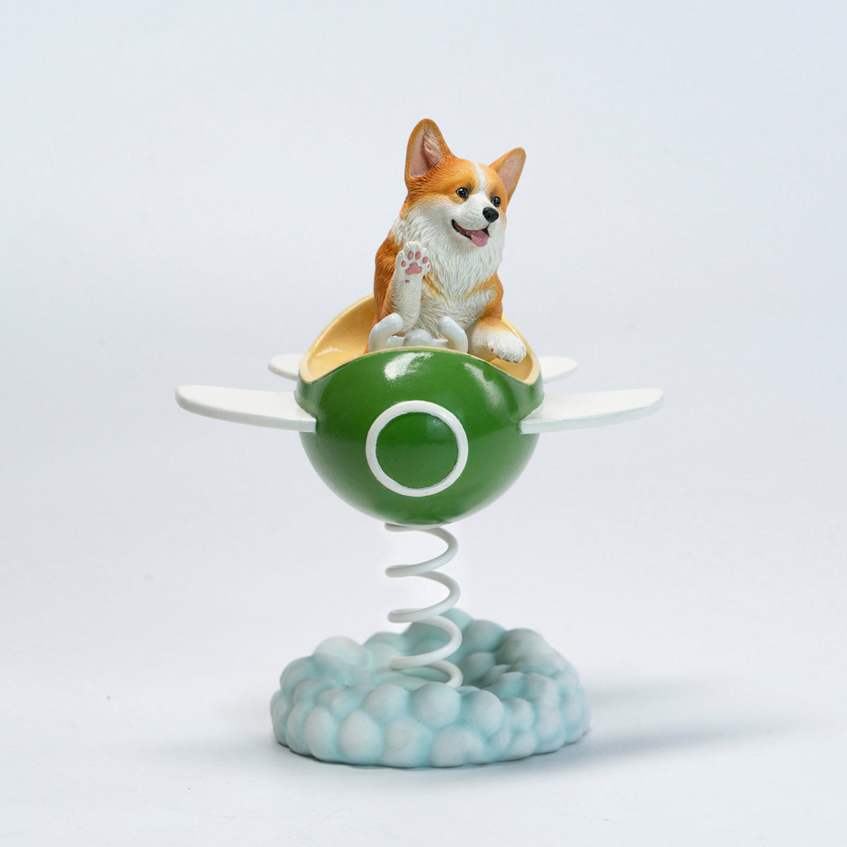 JXK Flying Corgi Wobbler Resin Dog Figurine — JXK385B — product view