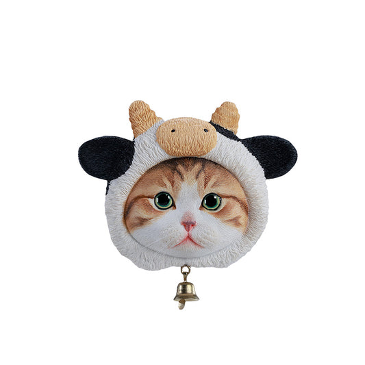 JS2503 Per-sale Cute Cat in Milk Cow Hat Magnet from JXK Studio