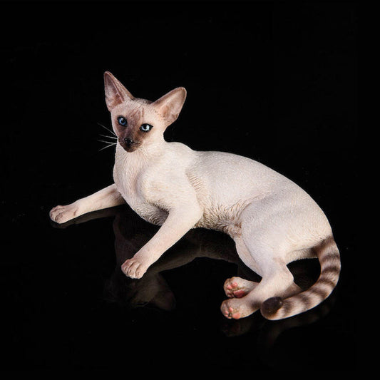 JXK016 Siamese Cat Figurine Resin Cat Statue Decor for Desktop Gifts for Cat Lovers