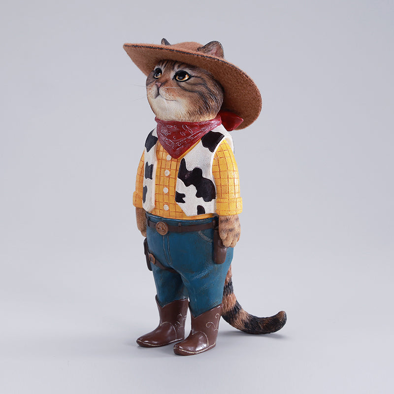 JXK-AI11 Cowcat Sheriff resin cat figurine view 12