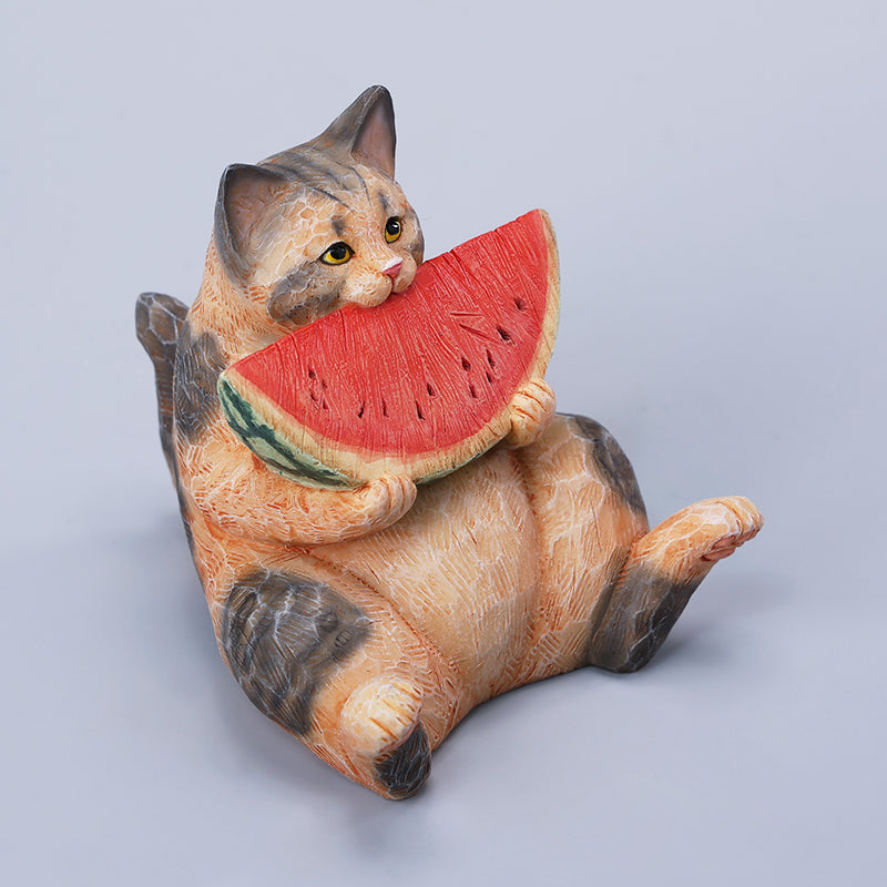 H2406 Resin Cat with Wooden Grain Cat Statue from JXK Studio