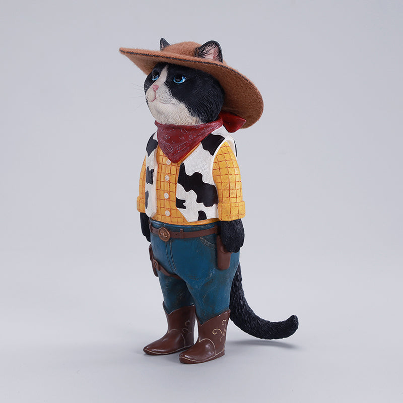JXK-AI11 Cowcat Sheriff resin cat figurine view 14