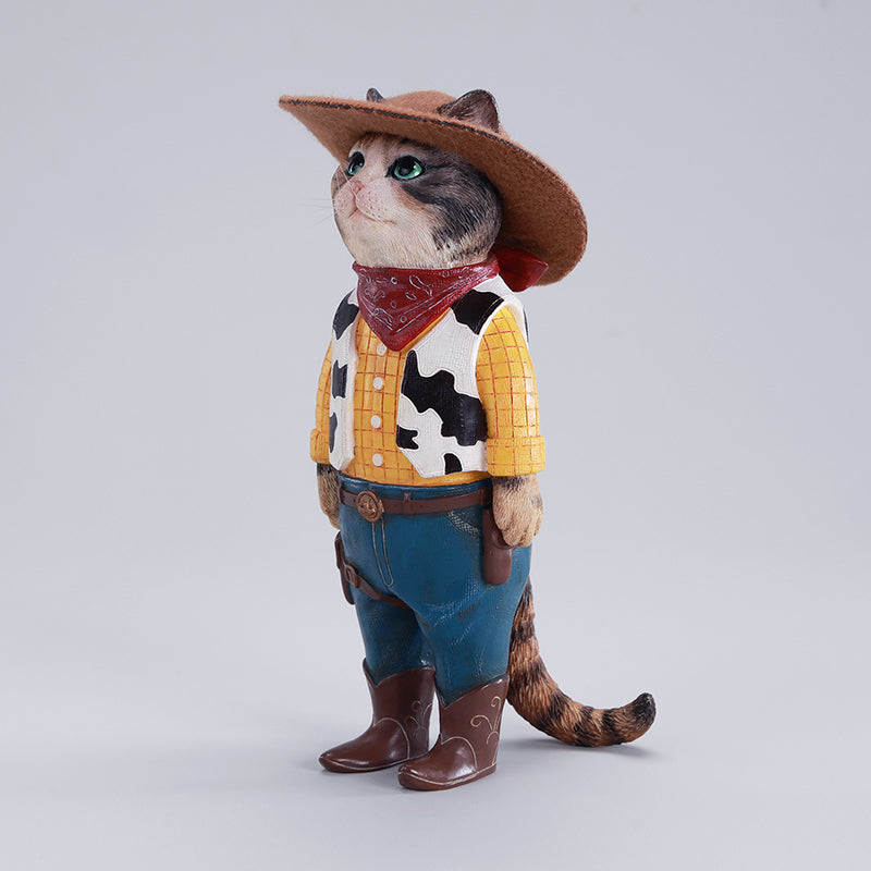JXK-AI11 Cowcat Sheriff resin cat figurine view 15