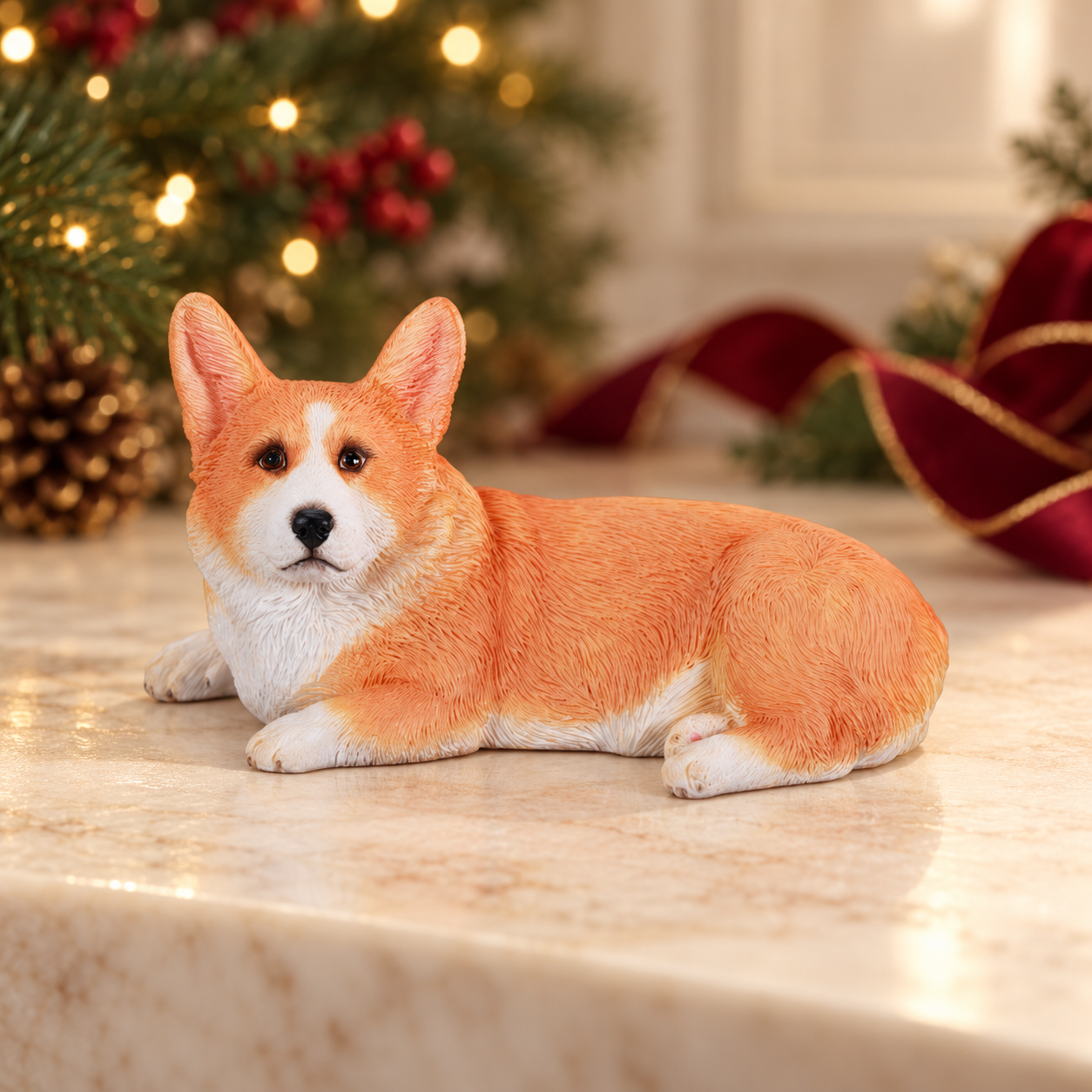 JXK315 Lazy Corgi Resin Dog Figurines