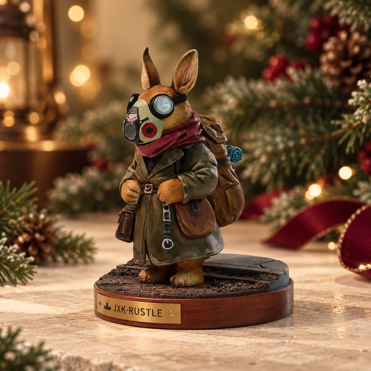 JXK322 Red the Wind Wanderer Rabbit Resin Figurine